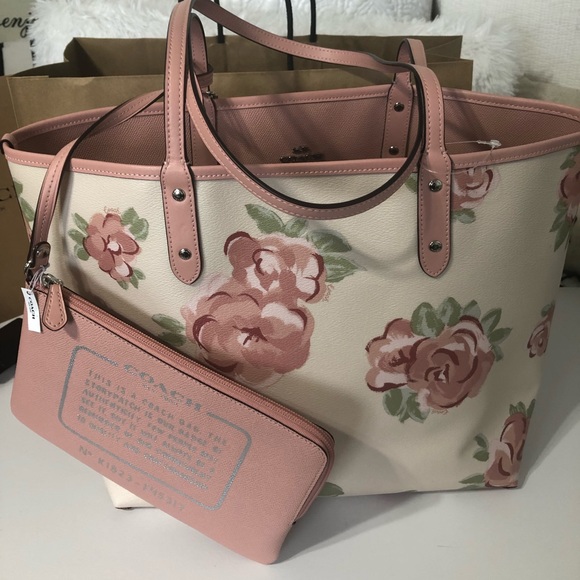 Coach Handbags - Authentic Coach Floral Print Reversible Tote NWT